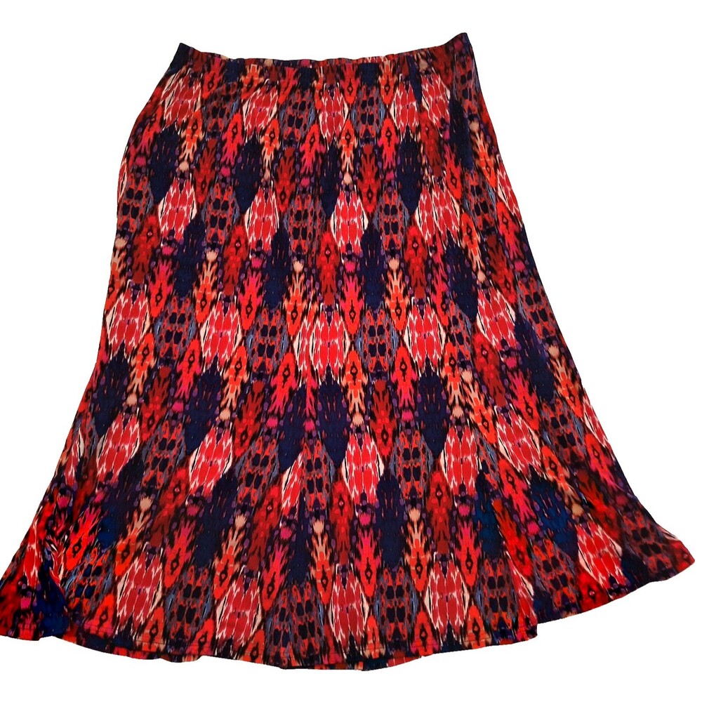 Susan Graver Maxi Travel Skirt Pull On Stretch Jewel Tones Liquid Knit Travel 1X